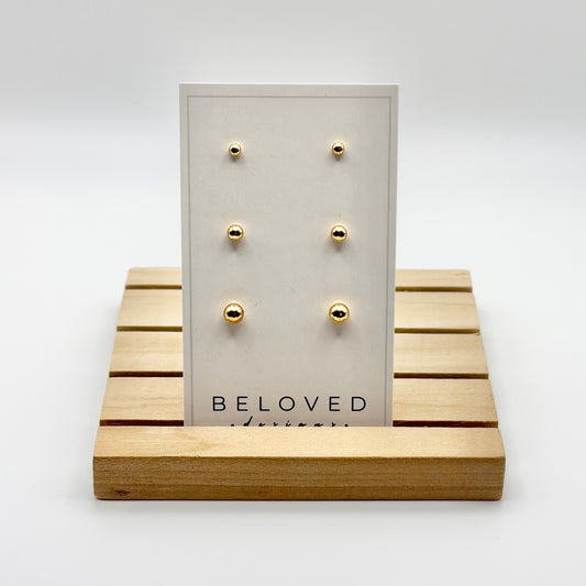 Triple Stud Earring Set 3 | Gold