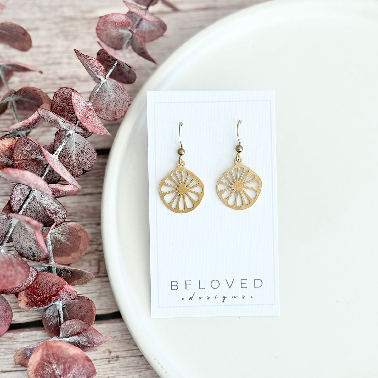 Brass Citrus Earrings