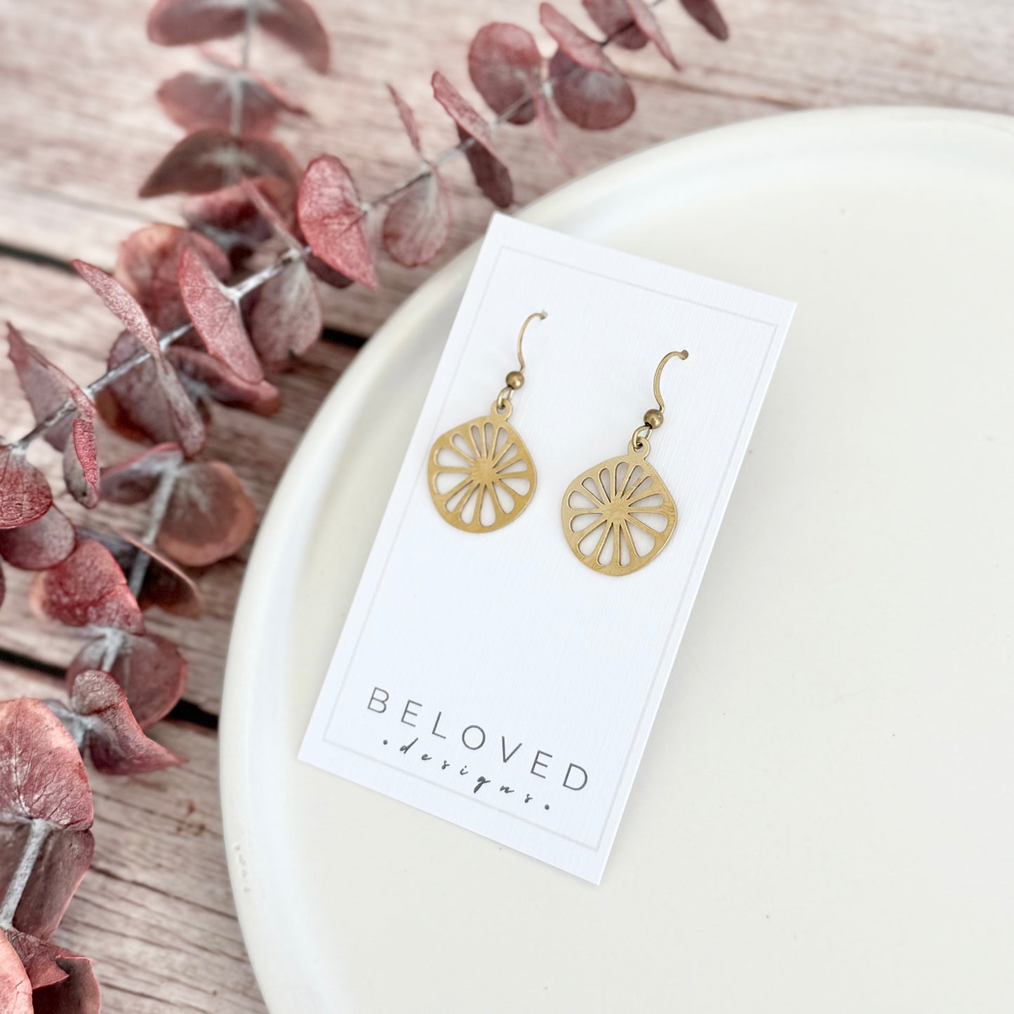 Brass Citrus Earrings