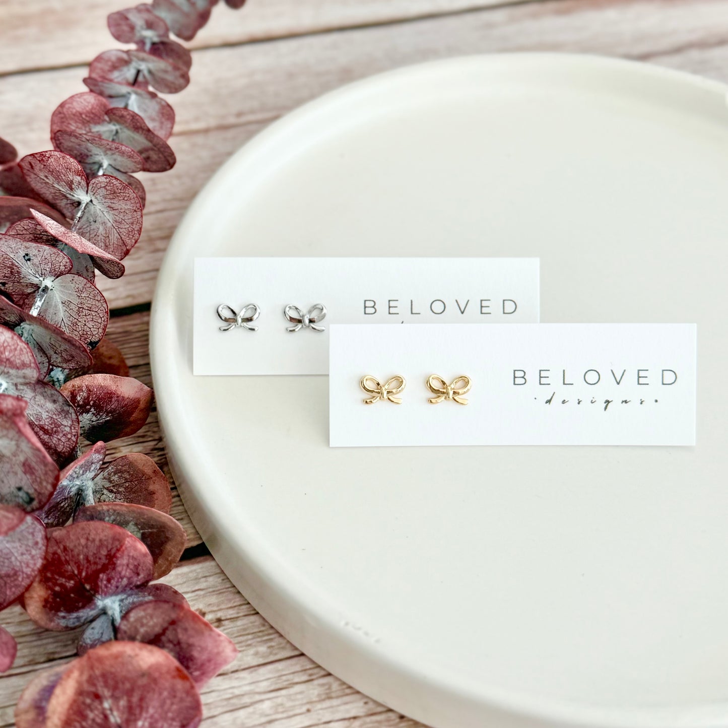 Bow Stud Earrings | Gold