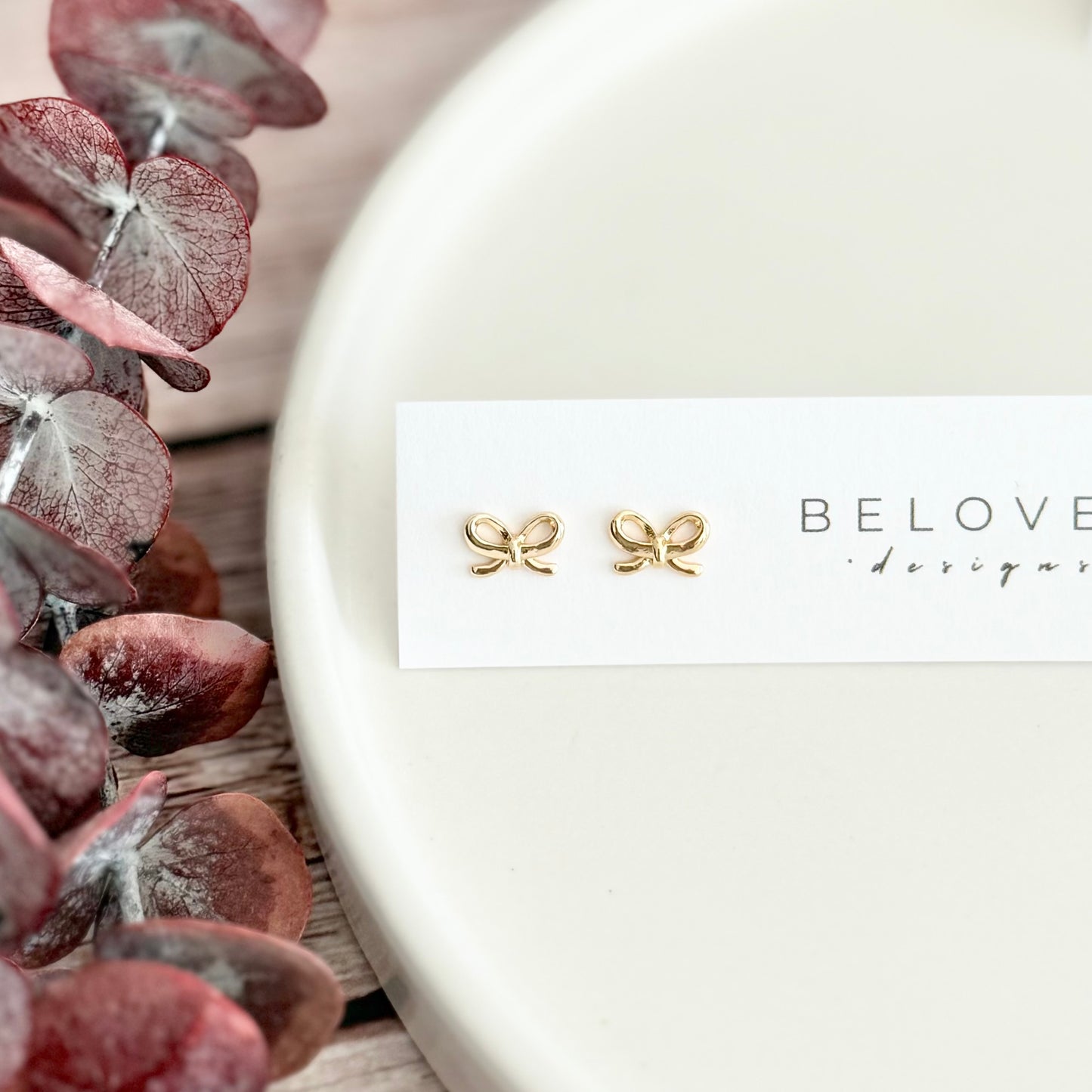 Bow Stud Earrings | Gold