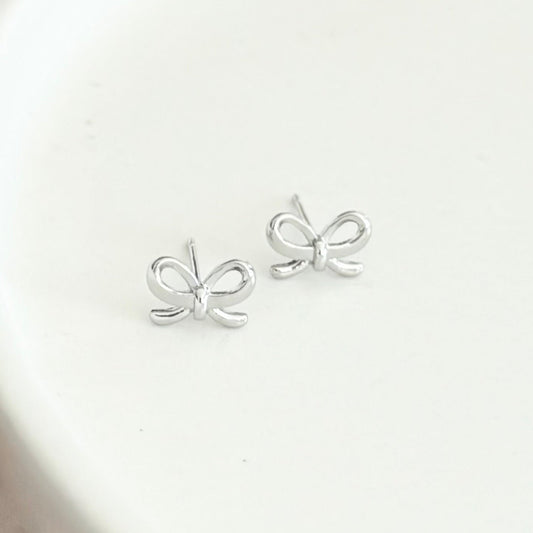 Bow Stud Earrings | Rhodium