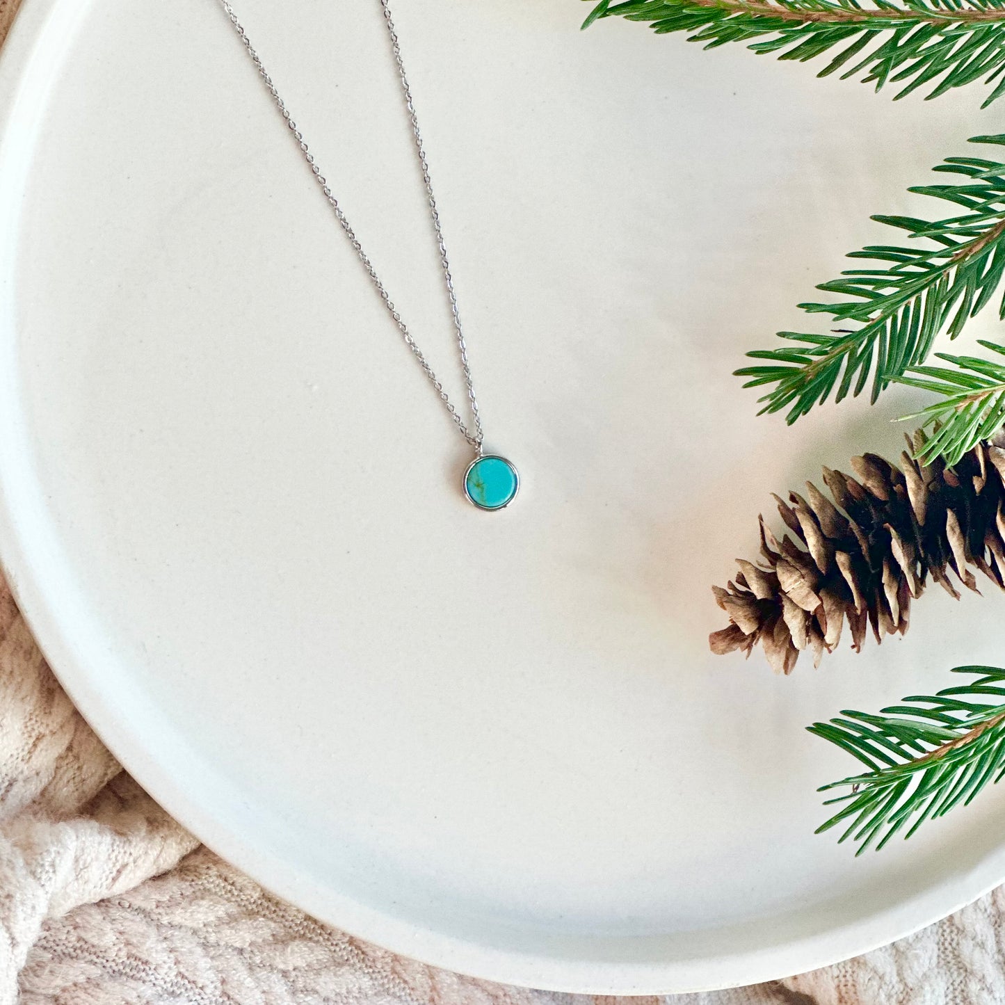 Turquoise Howlite Rhodium Necklace