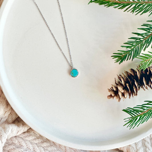 Turquoise Howlite Rhodium Necklace